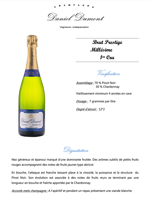 Champagne Prestige Millesime 1er Cru